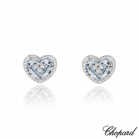 Chopard White Gold So Happy Blue Stone & Diamond Earrings 84/6122-1007